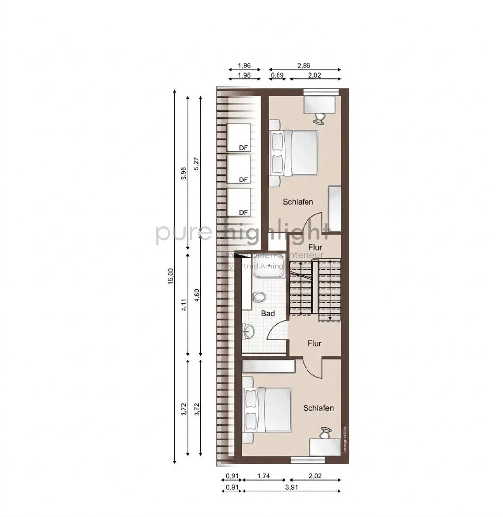 Grundriss Obergeschoss Haus B